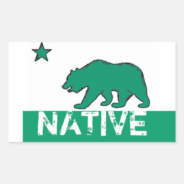 Green white California native state bear stickers (Front)