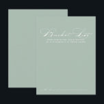 Green White Calligraphy Wedding Bucket List Cards<br><div class="desc">These green white calligraphy wedding bucket list cards are the perfect activity for a rustic wedding reception or bridal shower. The simple and stylish design features classic and fancy script typography in a green background. Change the wording to suit any life event. Bucket list sign is sold separately.</div>