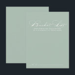 Green White Calligraphy Wedding Bucket List Cards<br><div class="desc">These green white calligraphy wedding bucket list cards are the perfect activity for a rustic wedding reception or bridal shower. The simple and stylish design features classic and fancy script typography in a green background. Change the wording to suit any life event. Bucket list sign is sold separately.</div>