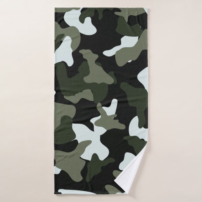 Green White camo camouflage army pattern Bath Towel (Bath Towel)