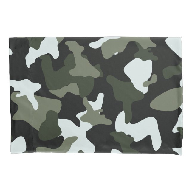 Green White camo camouflage army pattern Pillow Case (Front)