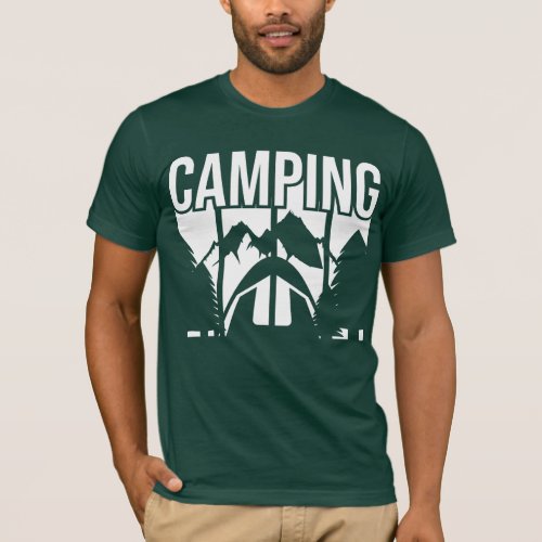 Green  White Camping Nature Mountains Adventure T_Shirt