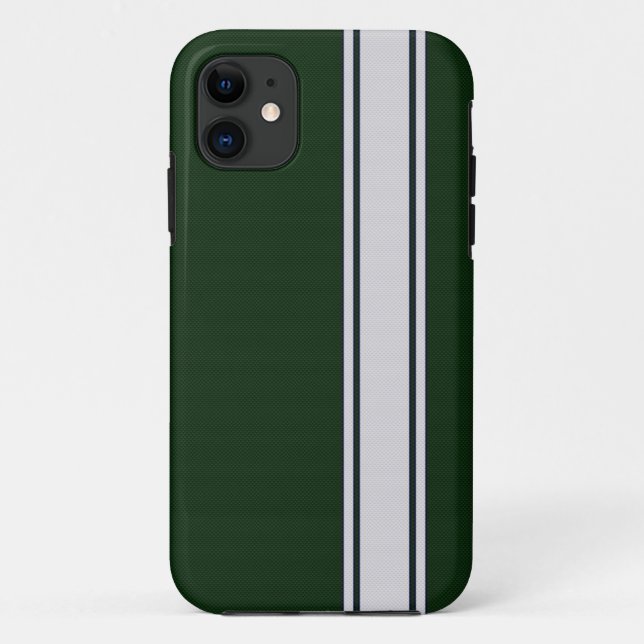 Green & White Carbon Fiber Stripe iPhone 5 Case (Back)