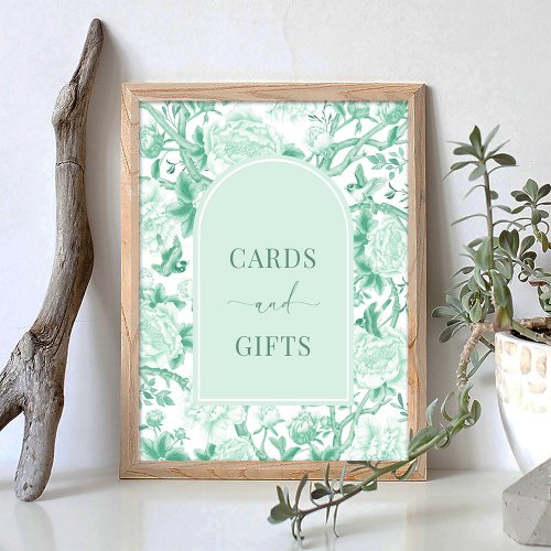 Green White Cards  Gifts Elegant Chinoiserie Sign