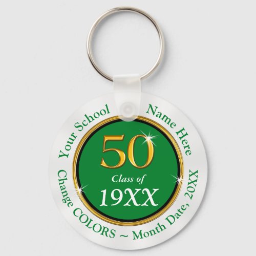 Green White Cheap Personalized Class Reunion Gifts Keychain