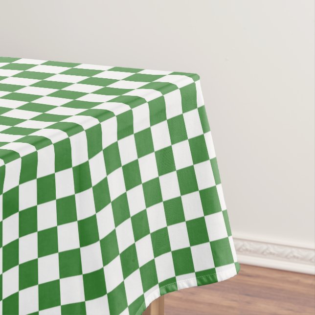 Green white check pattern tablecloth (In Situ)