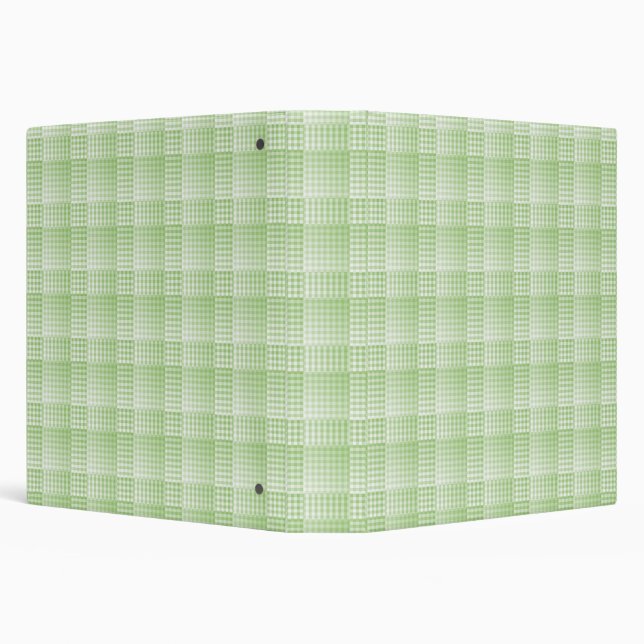 Green White Checker Abstract Pattern 3 Ring Binder (Background)
