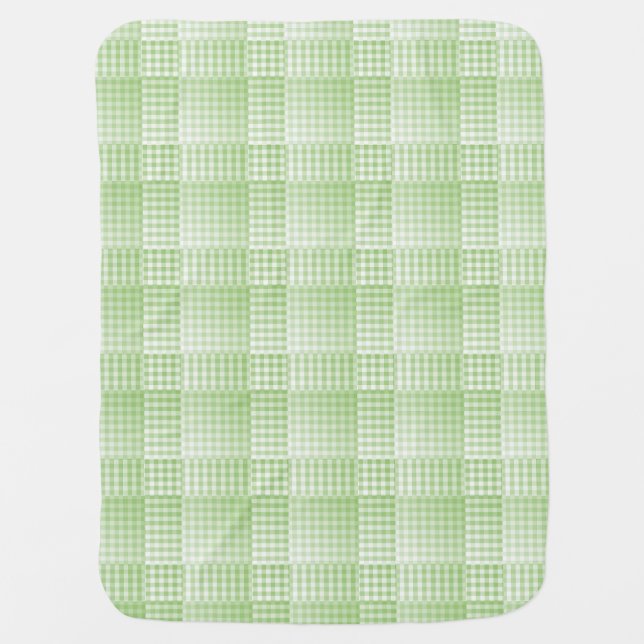 Green White Checker Abstract Pattern Baby Blanket (Front)