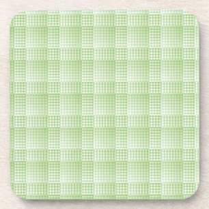 Green White Checker Abstract Pattern Beverage Coaster