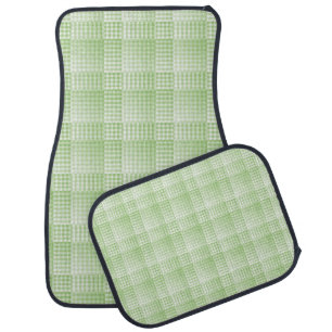 Green White Checker Abstract Pattern Car Floor Mat