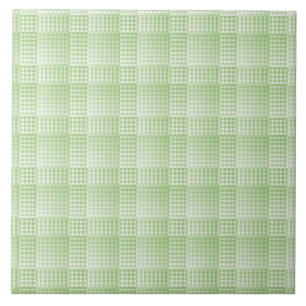 Green White Checker Abstract Pattern Ceramic Tile