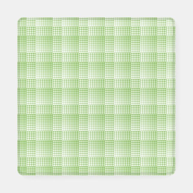 Green White Checker Abstract Pattern Coaster Set (Single)