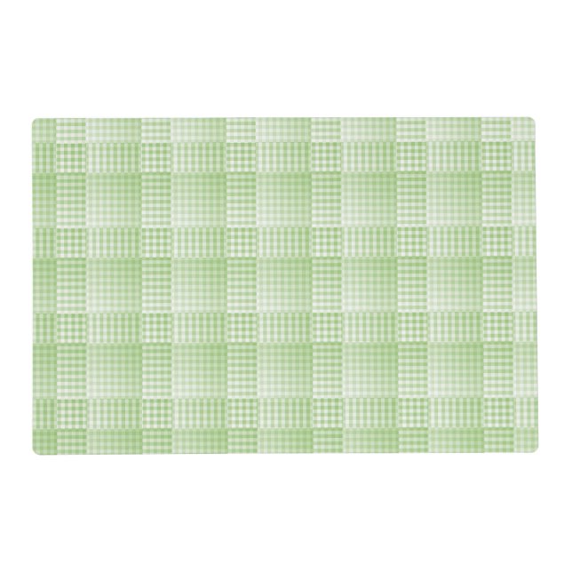 Green White Checker Abstract Pattern Laminated Placemat (Front)