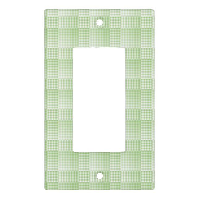 Green White Checker Abstract Pattern Light Switch Cover (Front)