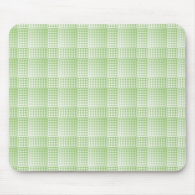 Green White Checker Abstract Pattern Mouse Pad (Front)