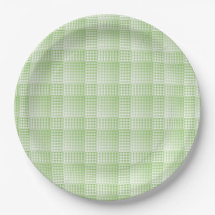 Green White Checker Abstract Pattern Paper Plates