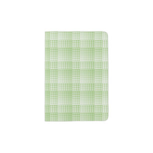 Green White Checker Abstract Pattern Passport Holder