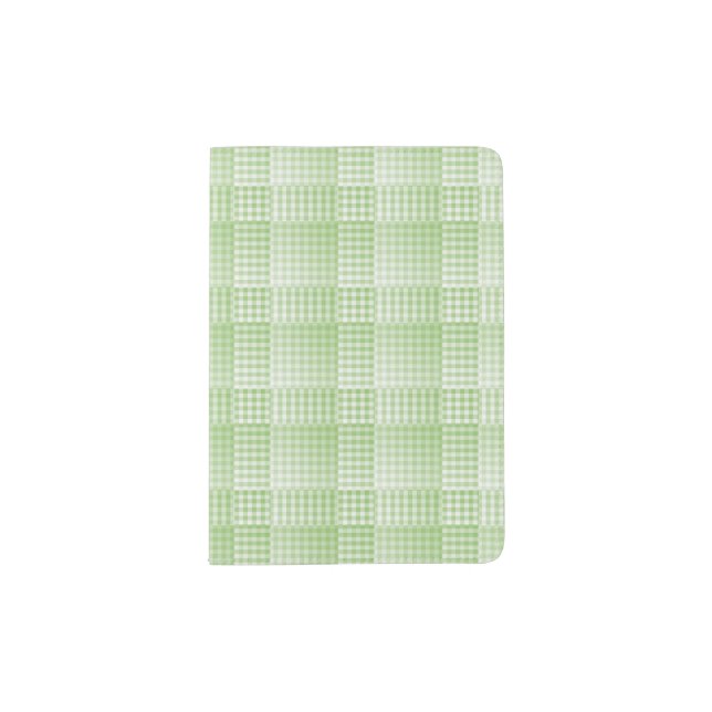 Green White Checker Abstract Pattern Passport Holder (Front)