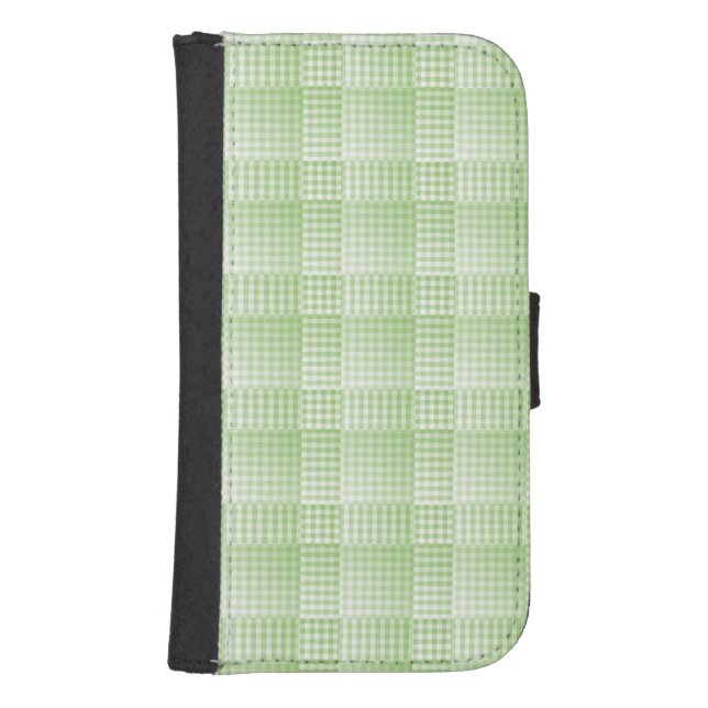 Green White Checker Abstract Pattern Samsung Galaxy Wallet Case (Front)