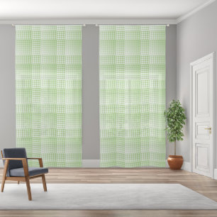 Green White Checker Abstract Pattern Sheer Curtains