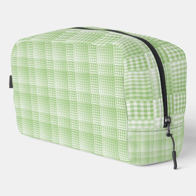 Green White Checker Abstract Pattern Toiletry Bag (Right Corner)