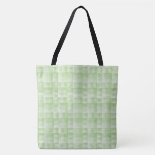 Green White Checker Abstract Pattern Tote Bag