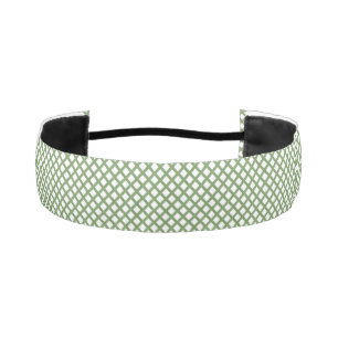 Green White Checker Diamond Pattern Athletic Headband