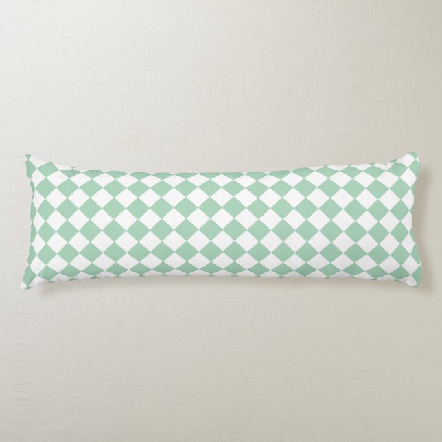 Green White Checker Diamond Pattern  Body Pillow (Front)