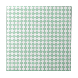 Green White Checker Diamond Pattern Ceramic Tile