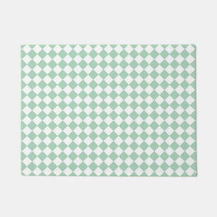 Green White Checker Diamond Pattern Doormat