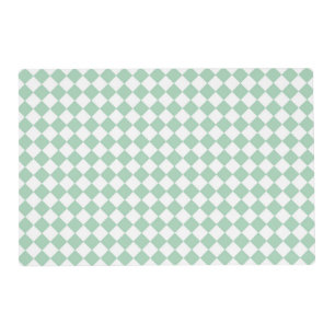 Green White Checker Diamond Pattern Laminated Placemat