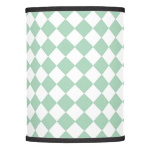 Green White Checker Diamond Pattern Lamp Shade
