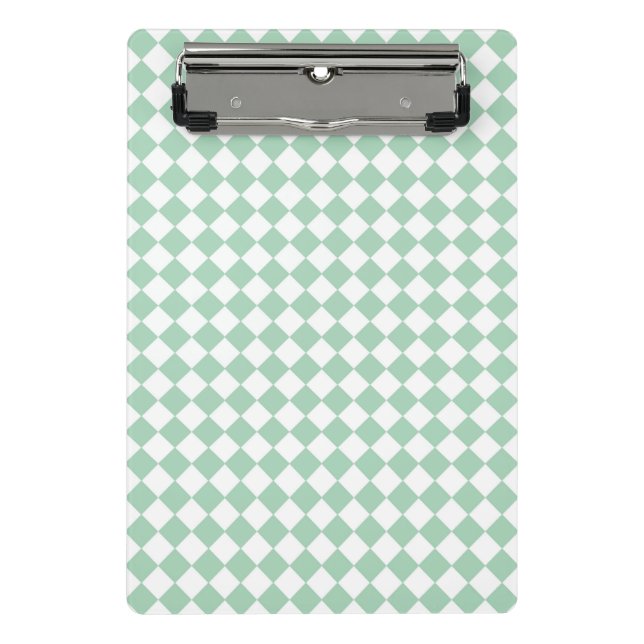 Green White Checker Diamond Pattern  Mini Clipboard (Front)