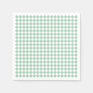 Green White Checker Diamond Pattern Napkins