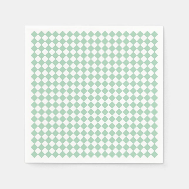 Green White Checker Diamond Pattern Napkins (Front)