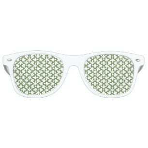 Green White Checker Diamond Pattern Retro Sunglasses