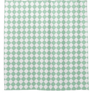 Green White Checker Diamond Pattern Shower Curtain