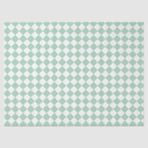 Green White Checker Diamond Pattern Tissue Paper
