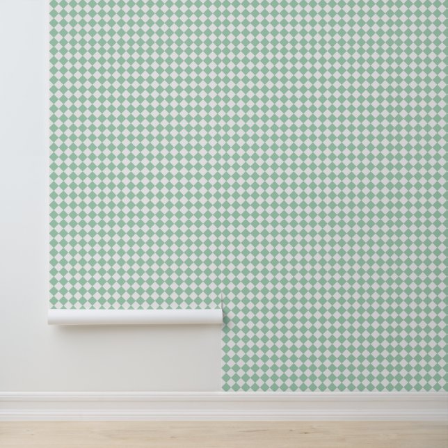 Green White Checker Diamond Pattern Wallpaper (Application)