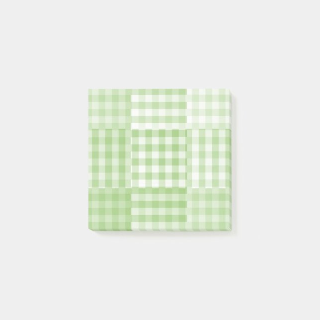 Green White Checker Patchwork Pattern Post-it Notes (Front)