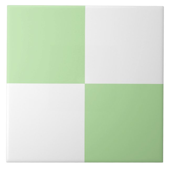 Green White Checker Pattern Ceramic Tile (Front)