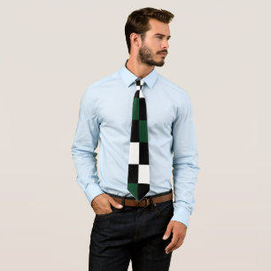 Green White Checkerboard Neck Tie