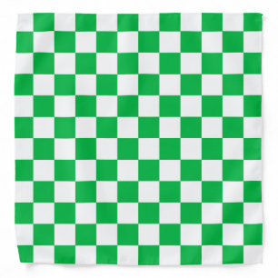 Green White Checkered Check Pattern Bandana