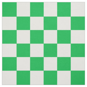 Green White Checkered Check Pattern Fabric