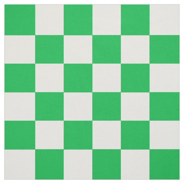 Green White Checkered Check Pattern Fabric (Swatch)