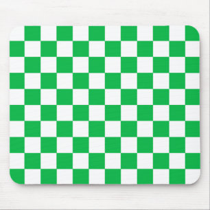 Green White Checkered Check Pattern Mouse Pad