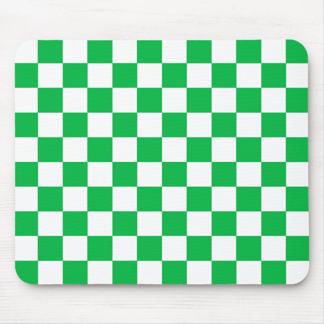 Green White Checkered Check Pattern Mouse Pad (Front)