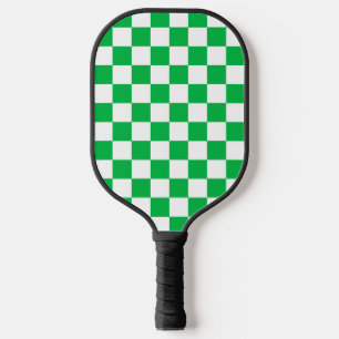 Green White Checkered Check Pattern Pickleball Paddle