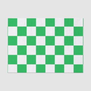 Green White Checkered Check Pattern Tissue Paper