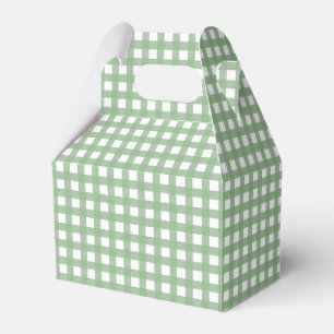Green & White Checkered Plaid Gable Favor Gift Box